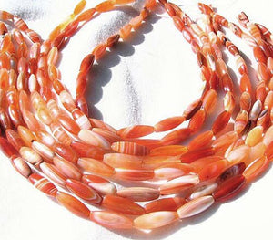 Orange & White Sardonyx Agate 18x6mm Rice Bead Strand 108986 - PremiumBead Alternate Image 2