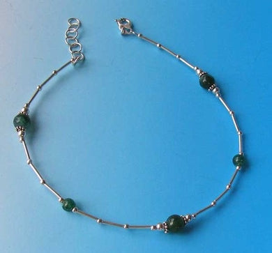 Hand Made! Green Agate & Silver 10