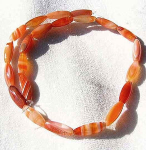 4 Orange & White Sardonyx Agate 18x6mm Rice Beads 8986 - PremiumBead Alternate Image 2