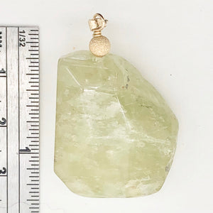 Chatoyant Green Kunzite Faceted Nugget Bead 14K Gold Filled Pendant | 1 1/2" |