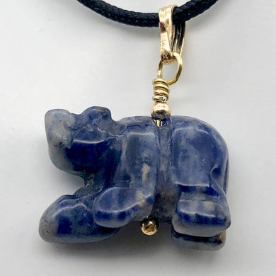 Roar! Hand Carved Natural Sodalite Bear 14Kgf Pendant - PremiumBead Primary Image 1