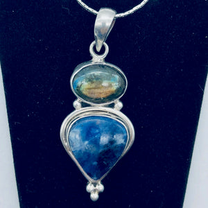 Exotic Labradorite, Blue Sodalite and Sterling Silver Pendant Necklace - PremiumBead Alternate Image 2