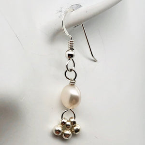 Gorgeous Natural Fresh Water Pearl Solid Sterling Silver Earrings | 1 1/4 inch | - PremiumBead Alternate Image 3