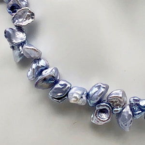 Baby blue Keishi FW Pearl Strand | 9x6x3 to 7x7x4mm |Blue | Keishi | 86 pearls | - PremiumBead Alternate Image 2