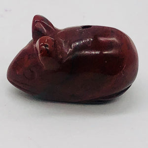 Cute Brecciated Jasper Carved Mouse Figurine | 19x11x11 mm | Red