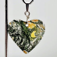 Load image into Gallery viewer, Limbcast Agate Agate Valentine Heart Silver Pendant | 30x28x2mm | Moss Green | - PremiumBead Alternate Image 2
