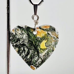Limbcast Agate Agate Valentine Heart Silver Pendant | 30x28x2mm | Moss Green | - PremiumBead Alternate Image 2