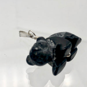 Adorable! Carved Onyx Panda Bear Silver Pendant | 19x14x10mm (Panda) 4mm (Bail Opening) | Black - PremiumBead Alternate Image 6