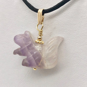 Amethyst Squirrel Pendant Necklace | Semi Precious Stone Jewelry | 14k Pendant - PremiumBead Primary Image 1