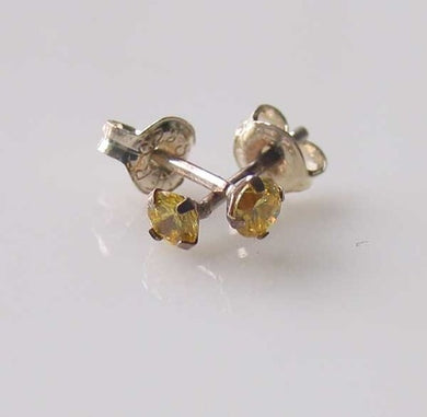 November! 3mm Created topaz & Silver Earrings 10146K - PremiumBead Primary Image 1