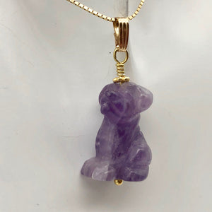 Amethyst Dog Pendant Necklace | Semi Precious Stone Jewelry | 14k Pendant - PremiumBead Alternate Image 3
