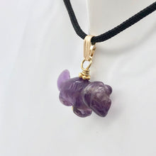 Load image into Gallery viewer, Purple Dinosaur Pendant Amethyst Triceratops 14K Gold-Filled Pendant 509303AMG
