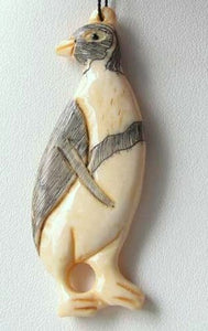 March of The Penguins Hand Carved Pendant Bead 10351A - PremiumBead Alternate Image 2