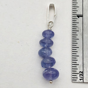 Tanzanite Sterling Silver Pendant | 1 I1/4 inch Long | 5 Beads |