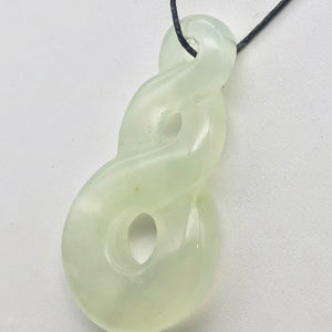 Hand Carved Natural Serpentine Infinity Pendant with Simple Black Cord 10821A - PremiumBead Alternate Image 3