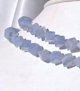 AAA Blue Chalcedony Diagonal Cut Cube Beads | 8mm cube | 6 Beads |