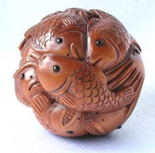 Load image into Gallery viewer, Carved &amp; Signed Sealife Sphere Boxwood Ojime/Netsuke Bead - PremiumBead Alternate Image 2
