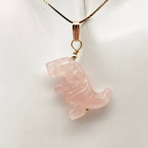 Rose Quartz Tyrannosaurus Rex Dinosaur Pendant Necklace|14k Gold Filled Jewelry - PremiumBead Primary Image 1