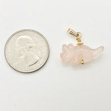 Load image into Gallery viewer, Rose Quartz Triceratops Pendant Necklace|SemiPrecious Stone Jewelry|14K Pendant | 22x12x7.5mm (Triceratops), 5.5mm (Bail Opening), 1&quot; (Long) | Pink - PremiumBead Alternate Image 9
