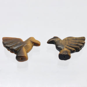 Lovely 2 Hand Carved Tiger's Eye Dove Bird Beads | 25.5x18x7 | Golden - PremiumBead Alternate Image 5