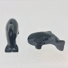 Load image into Gallery viewer, Hand Carved Animals 2 Onyx Orca Whale Beads | 23x12.5x8mm | Black - PremiumBead Alternate Image 2
