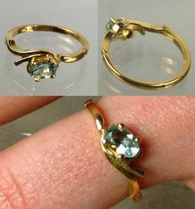 Natural Oval Aquamarine Solid 14Kt Yellow Gold Solitaire Ring Size 6 9982M - PremiumBead Alternate Image 3