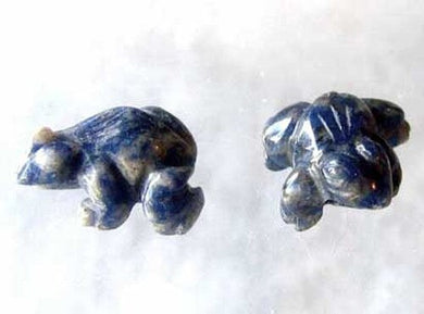 Ribbit 2 Realistic Carved Sodalite Frog Beads | 20x18x9.5mm | Blue white - PremiumBead Primary Image 1