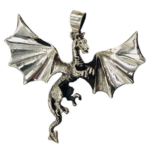Dragon Sterling Silver Drop/Dangle | 2" Long | Silver | 1 Pendant |