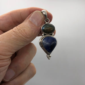Exotic Labradorite, Blue Sodalite and Sterling Silver Pendant Necklace - PremiumBead Alternate Image 5