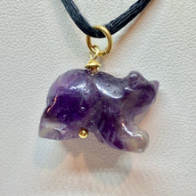 Load image into Gallery viewer, Amethyst Bear Pendant Necklace | Semi Precious Stone Jewelry | 14k Pendant - PremiumBead Alternate Image 8
