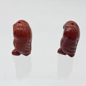 2 Wisdom Carved Brecciated Jasper Owl Beads | 21x11.5x9mm | Red/Brown - PremiumBead Alternate Image 7