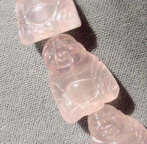 Namaste 2 Hand Carved Rose Quartz Buddha Beads | 19x15x9mm | Pink - PremiumBead Primary Image 1
