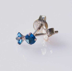 December 3mm Created Blue Zircon & 925 Sterling Silver Stud Earrings 10146L - PremiumBead Alternate Image 2