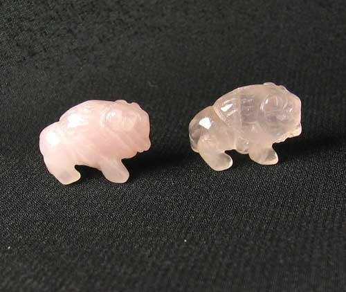 2 Rose Quartz Hand Carved Bison / Buffalo Beads | 21x14x8mm | Pink - PremiumBead Primary Image 1