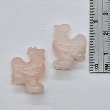 Load image into Gallery viewer, 2 Cute Carved Rose Quartz Rooster Beads
