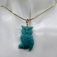 Load image into Gallery viewer, Amazonite Owl 14K Gold Filled Pendant | 1 3/4&quot; Long | Blue | 1 Pendant |
