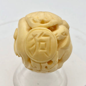 Carved Chinese Zodiac Year of the Dog Water Buffalo Bone Bead|30mm|Cream|1 Bead| - PremiumBead Alternate Image 3