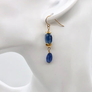 Stunning AAA Blue Kyanite 14Kgf Earrings, 1 13/16" (Long), Blue 310834 - PremiumBead Alternate Image 3