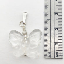 Load image into Gallery viewer, Flutter Carved Quartz Butterfly Sterling Silver Pendant | 1 1/4&quot; Long| Clear | - PremiumBead Alternate Image 5
