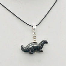 Load image into Gallery viewer, Hematite Diplodocus Dinosaur with Sterling Silver Pendant 509259HMS | 25x11.5x7.5mm (Diplodocus), 5.5mm (Bail Opening), 7/8&quot; (Long) | Grey - PremiumBead Alternate Image 6
