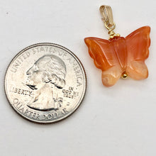Load image into Gallery viewer, Carnelian Agate Butterfly Pendant Necklace | Semi Precious Stone |14k gf Pendant - PremiumBead Alternate Image 7
