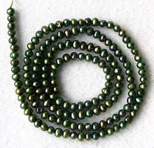 Fab 3x2mm Forest Green Freshwater Pearl Strand 108839 - PremiumBead Primary Image 1