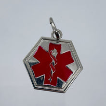 Load image into Gallery viewer, Medical Alert Sterling Silver Hexagon Pendant | 1 1/4&quot; Long | Red Silver | 1 |
