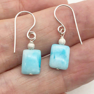 Hemimorphite, Flat Rectangle Bead Drop/Dangle Earrings | 1 1/4" Long | Blue |