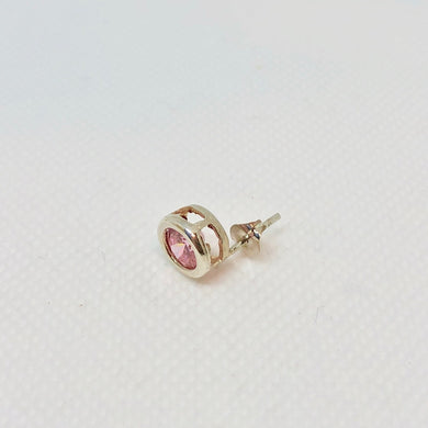 October! 7mm Pink Cubic Zirconia & Sterling Silver Earrings 9780Jb - PremiumBead Primary Image 1