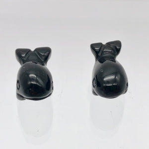 Carved Sea Animals 2 Obsidian Whale Beads | 21x12x10mm | Black - PremiumBead Alternate Image 10