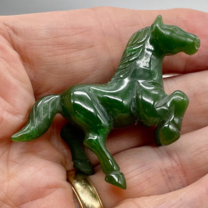 Jade Carved Soaring Prancing Horse | 2 1/4" Long | Green | 1 Figurine |