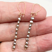 Load image into Gallery viewer, Dark Champagne Bubble Fresh Water Pearl 14K Gold Filled Earrings | 2&quot; Long |
