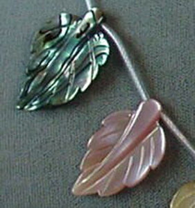 Abalone Pink and Golden Mother of Pearl Hand Carved Leaf Bead Strand 104321C - PremiumBead Alternate Image 4