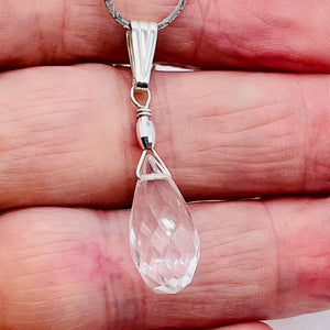 Quartz Sterling Silver Facetted Briolette | 1 1/2" Long | Clear | 1 Pendant |